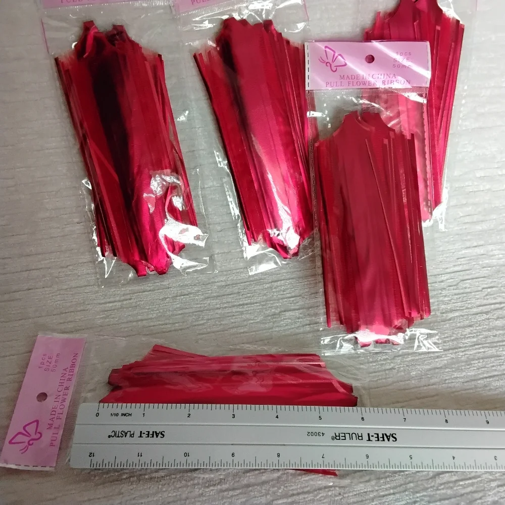 Pull-Ribbon Bows Set Of 5 Color RED 50mm Easy Present/basket Decor New With Tags - Picture 4 of 6